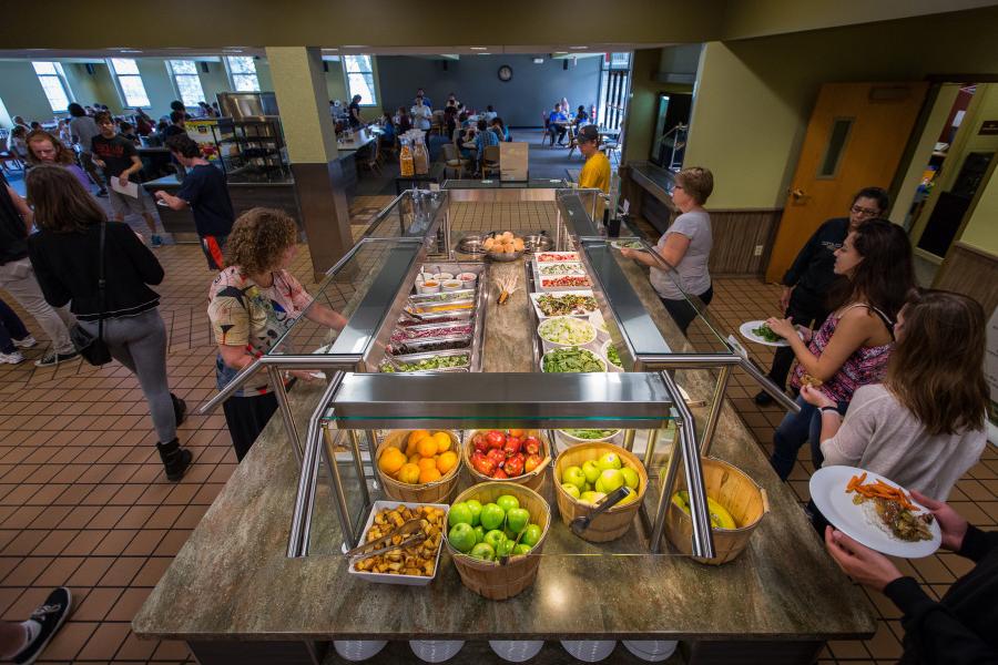 A large fresh salad bar is offered daily in the Commons dining hall.